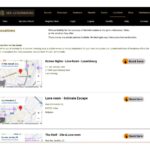 Screenshot of detailed location list with map markers