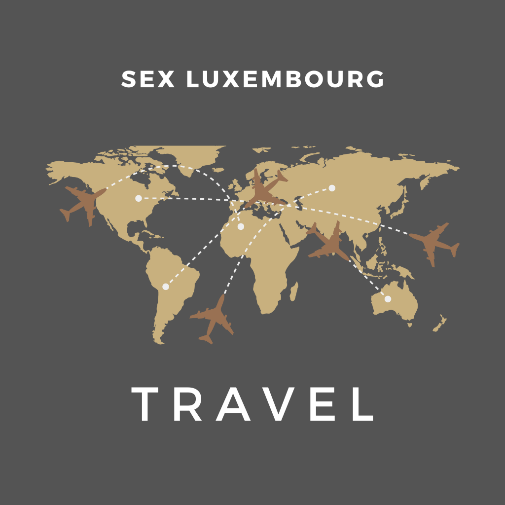 Sex-Luxembourg Travel icon with word map showing planes